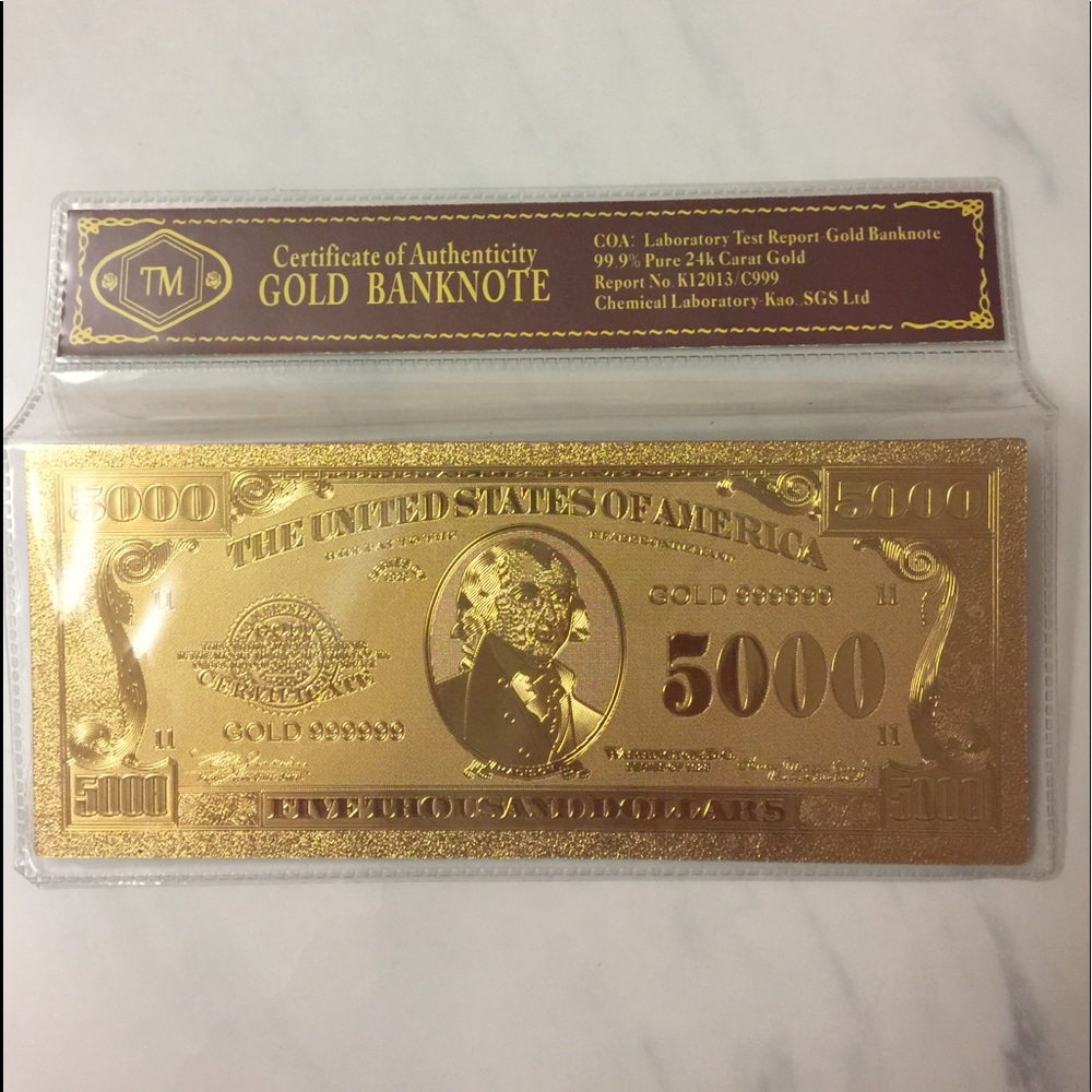 Certificate of Authenticity.Gold Banknote.